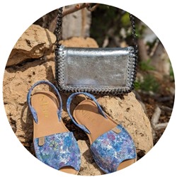 AB.Zapatos · 320-8 · estampado azul+Pelle CANDELA plata АКЦИЯ