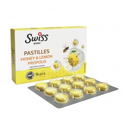 Swiss PASTILLES Пастилки для рассасывания с медом, лимоном и прополисом