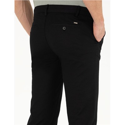 Siyah Regular Fit Kanvas Pantolon