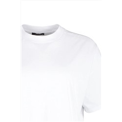 Beyaz Yaka Ribanalı Geniş Kalıp Basic %100 Pamuk Örme T-shirt TBBSS23BF00017