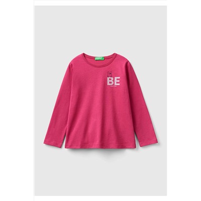United Colors of BenettonKız Çocuk Fuşya Benetton Logolu T-Shirt