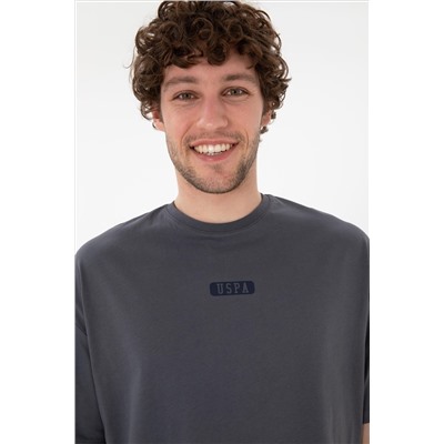 Erkek Oversize Fit Bisiklet Yaka Antrasit Tişört