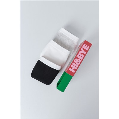 Pack 3 bragas clásicas blanco, gris, negro