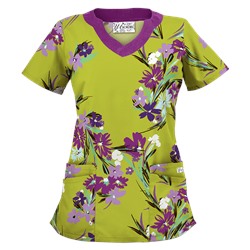 UA Island Bouquet Giddy Green Print Scrub Top
