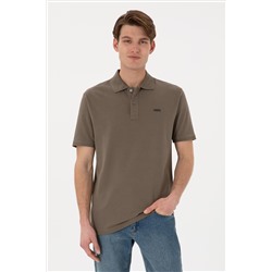 Erkek Regular Fit Polo Yaka Vizon Basic Tişört