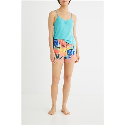 Camiseta pijama tirantes encaje