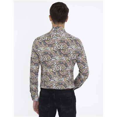 Kahverengi Slim Fit Uzun Kollu Gömlek