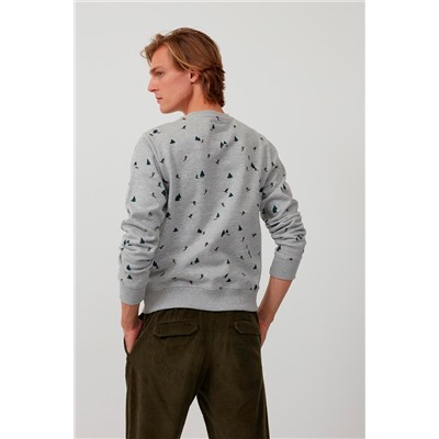 Sudadera polar Gris jaspeado y verde oscuro