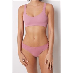 Tanga algodón frunce rosa