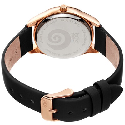 BURGI Swirl Quartz Diamond Black Dial Ladies Watch BUR201RGBK