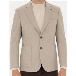 Bej Slim Fit Ceket