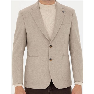 Bej Slim Fit Ceket