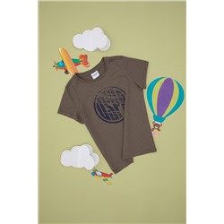 Erkek Çocuk Vizon Basic Bisiklet Yaka Tişört