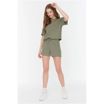 TRENDYOLMİLLA Haki Waffle Kumaş Örme Pijama Takımı THMSS22PT0524