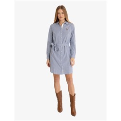 STRIPED MULTI-COLORED LOGO OXFORD DRESS