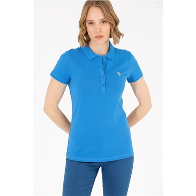 Kadın Saks Basic Polo Yaka Tişört