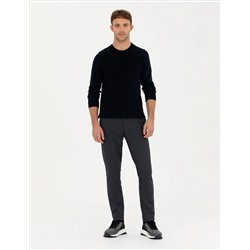 Lacivert Slim Fit Bisiklet Yaka Triko Kazak