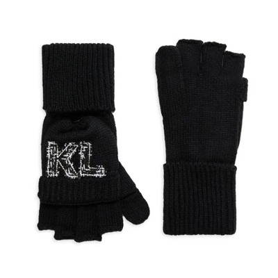 Karl Lagerfeld Paris Logo Knit Fip Top Mittens
