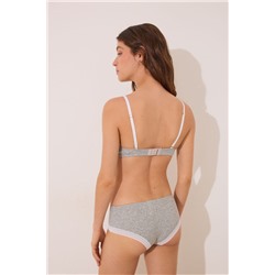 Braga boxer algodón canalé encaje gris