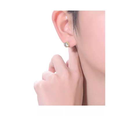 Rachel Glauber Modern Cubic Zirconia Solitaire Stud Butterfly Post Back Earrings