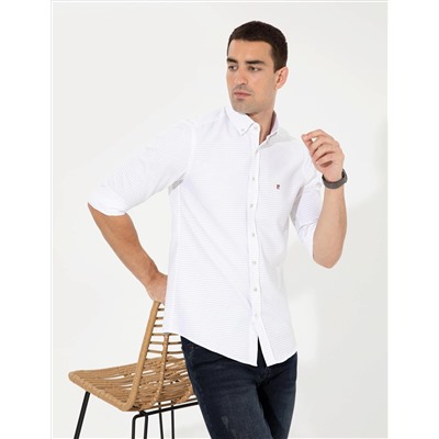 Bej Slim Fit Uzun Kollu Gömlek