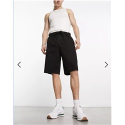 ASOS DESIGN skater chino shorts in longer length in black