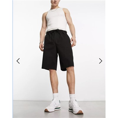 ASOS DESIGN skater chino shorts in longer length in black