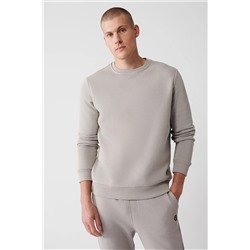Avva Erkek Taş Bisiklet Yaka Içi Polarlı 3 Iplik Pamuklu Regular Fit Standart Kesim Unisex Sweatshirt E001017