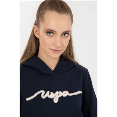 Kadın Lacivert Kapüşonlu Sweatshirt