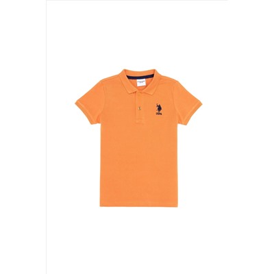Erkek Çocuk Turuncu Basic Polo Yaka T-Shirt