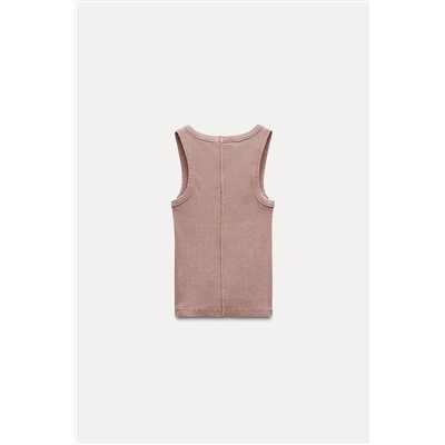 FADED-EFFECT RIB T-SHIRT