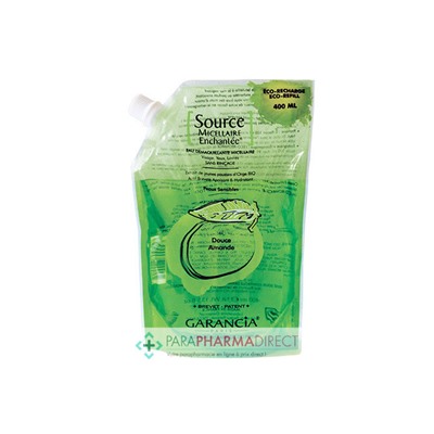 Garancia Source Micellaire Enchantée Eau Démaquillante Micellaire Peaux Sensibles Douce Amande ECO RECHARGE 400ml