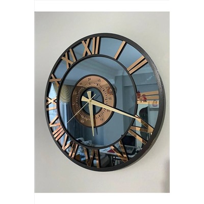 şen ahşap market Cam Ayna Duvar Saati Roma Rakam 40cm(PLEKSİ DEĞİLDİR) BD 19
