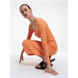 Strickkleid mit Gestreifter Struktur
