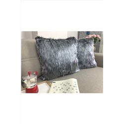 Lostello Home Pelüş Kırlent Yastık Kılıfı - Gri - 43×43 LMND-PLS-001