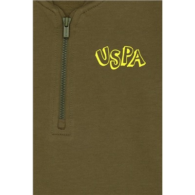 Çocuk Haki Bisiklet Yaka Sweatshirt
