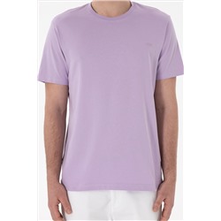 Erkek Regular Fit Bisiklet Yaka Lila Basic Tişört