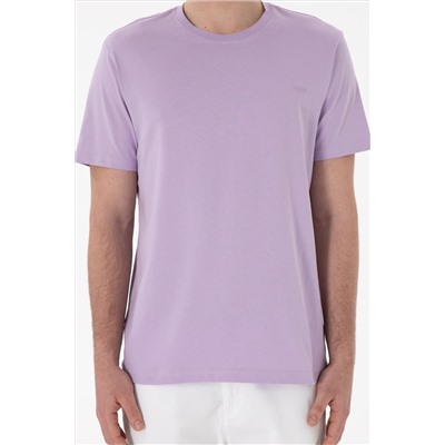 Erkek Regular Fit Bisiklet Yaka Lila Basic Tişört
