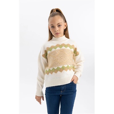 Defacto Kız Çocuk Crop Yarım Balıkçı Yaka Kazak B1604A823WN