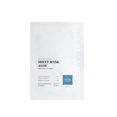 VILLAGE 11 FACTORY HYDRO BOOST SHEET MASK HYALURONIC ACID Увлажняющая тканевая маска для лица с экстрактом ромашки и гиалуроновой кислотой 21г