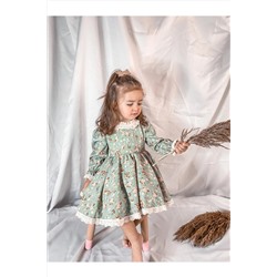 magu Kız Çocuk Mint Çiçek Vintage Elbise MgÇiçekVintage