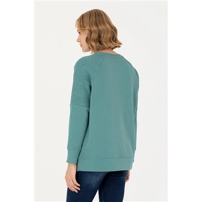 Kadın Mint Bisiklet Yaka Sweatshirt