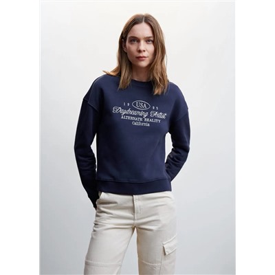 Sudadera mensaje bordado -  Mujer | MANGO OUTLET Melilla