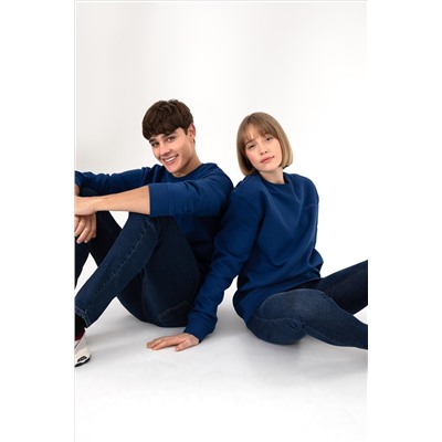 Erkek İndigo Basic Sweatshirt