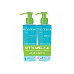 Bioderma Sébium Gel Moussant Nettoyant Purifiant 2x200mlLot  × 2
