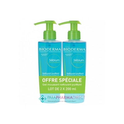 Bioderma Sébium Gel Moussant Nettoyant Purifiant 2x200mlLot  × 2