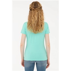 Kadın Mint Basic Polo Yaka Tişört
