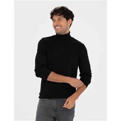 Siyah Slim Fit Basic Kazak