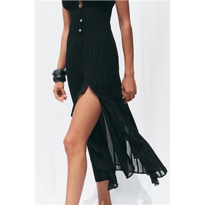 METALLIC THREAD MIDI CAMISOLE DRESS