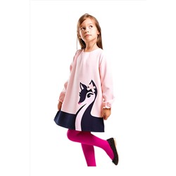 Denokids, Zarif Ceylan Kız Çocuk Dokuma Pembe Kışlık Elbise